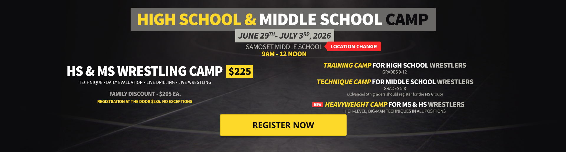 High School & Middle School Camp
